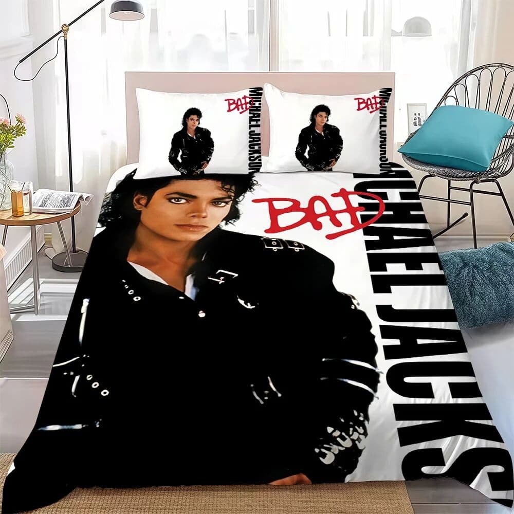 NONE Singer M-Michael Jackson Dangerous Duvet Cover Set Home Style Bedding Soft Laundry Cotton Bed 3 Piece Set Student Dormitory Gift