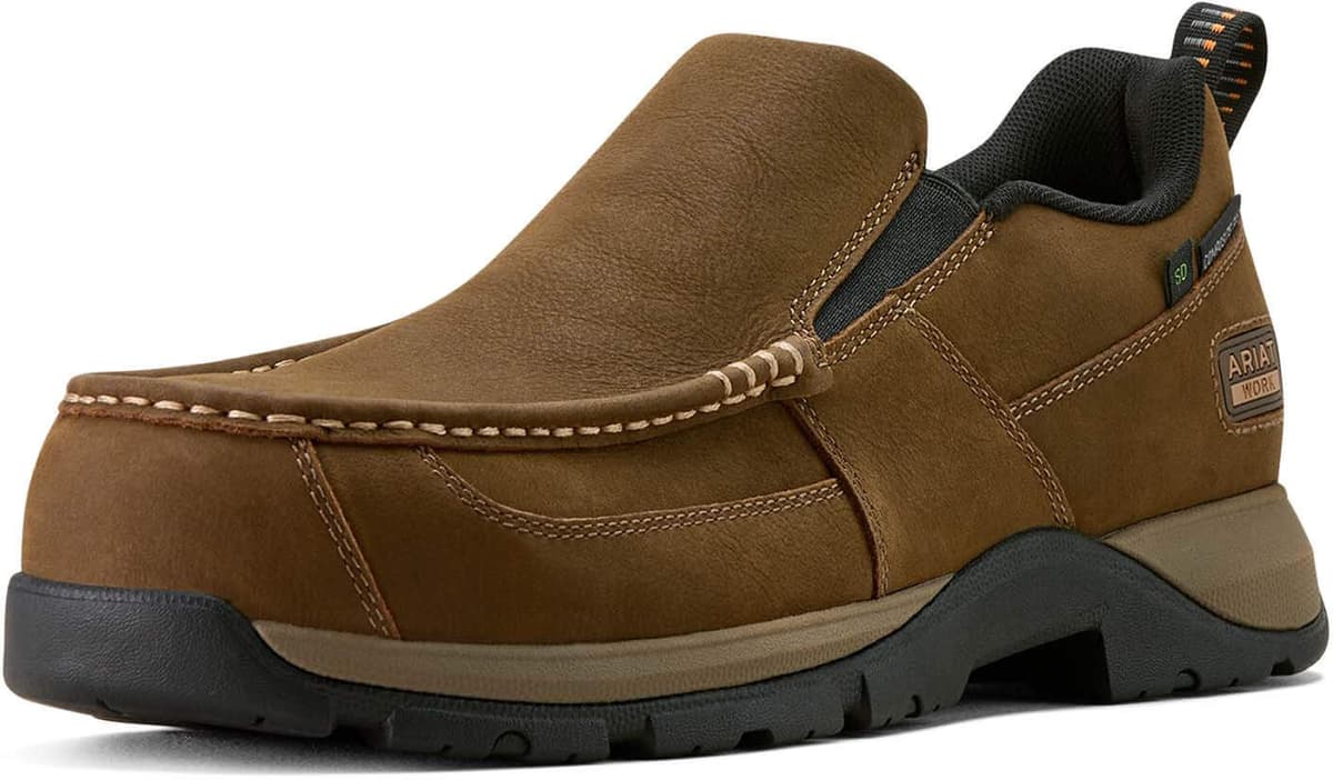Men's Edge Slip-On Composite Toe Work Shoe Safety Shoes in Dark Brown, Size: 11.5 D / Medium by Ariat