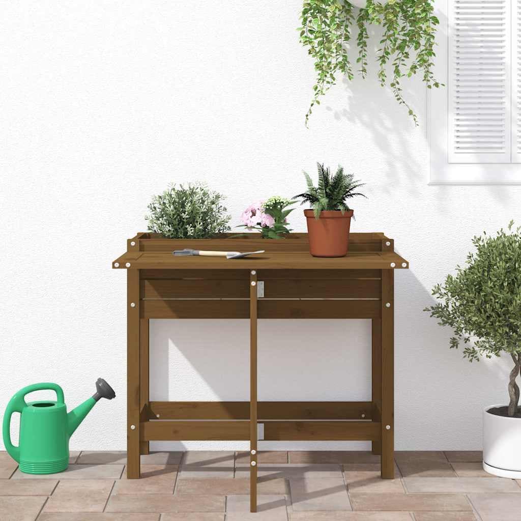vidaXL Jardinière de jardin avec dessus pliable brun miel pin massif
