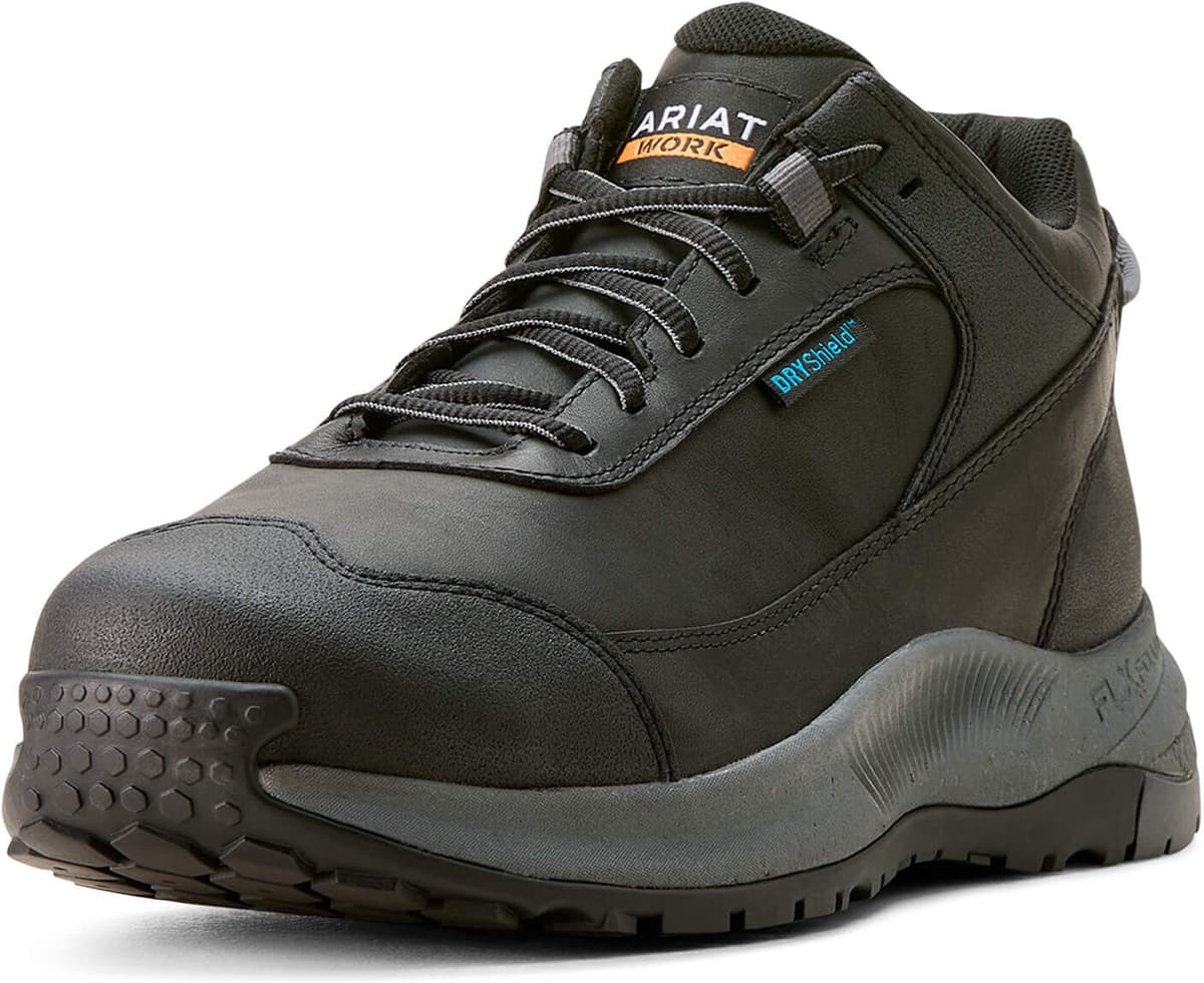Men's Outpace Shift Waterproof Composite Toe Work Shoe Safety Shoes in Black, Size: 7.5 EE / Wide by Ariat