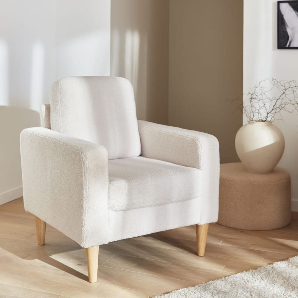 sweeek Sillón estilo escandinavo de borreguito, crema