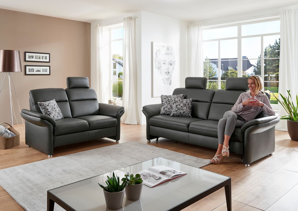 3-Sitzer DIE PLANBAR "PN-EM16031, Breite 228 cm, mit Kopfstützen", grau (anthrazit), B:228cm H:119cm T:92cm, Sofas, 3-Sitzer, wahlweise mit Relaxauszug