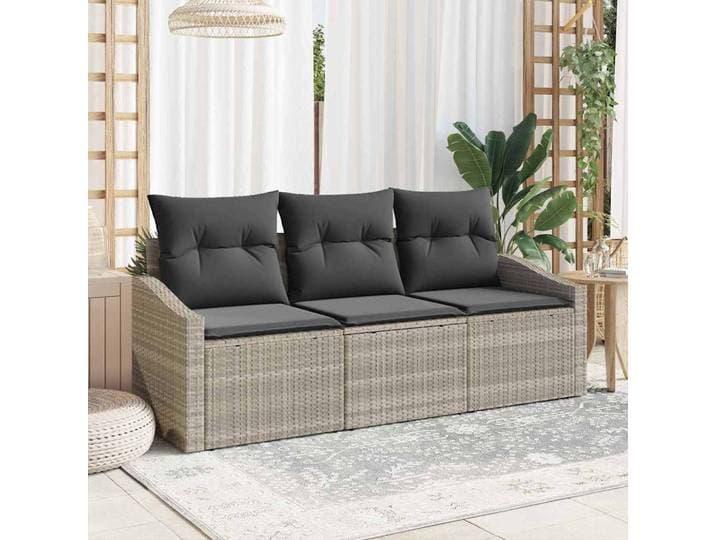 vidaXL Sofa Set 3 stk. Hellgrau [Synthetisch]: Poly Rattan