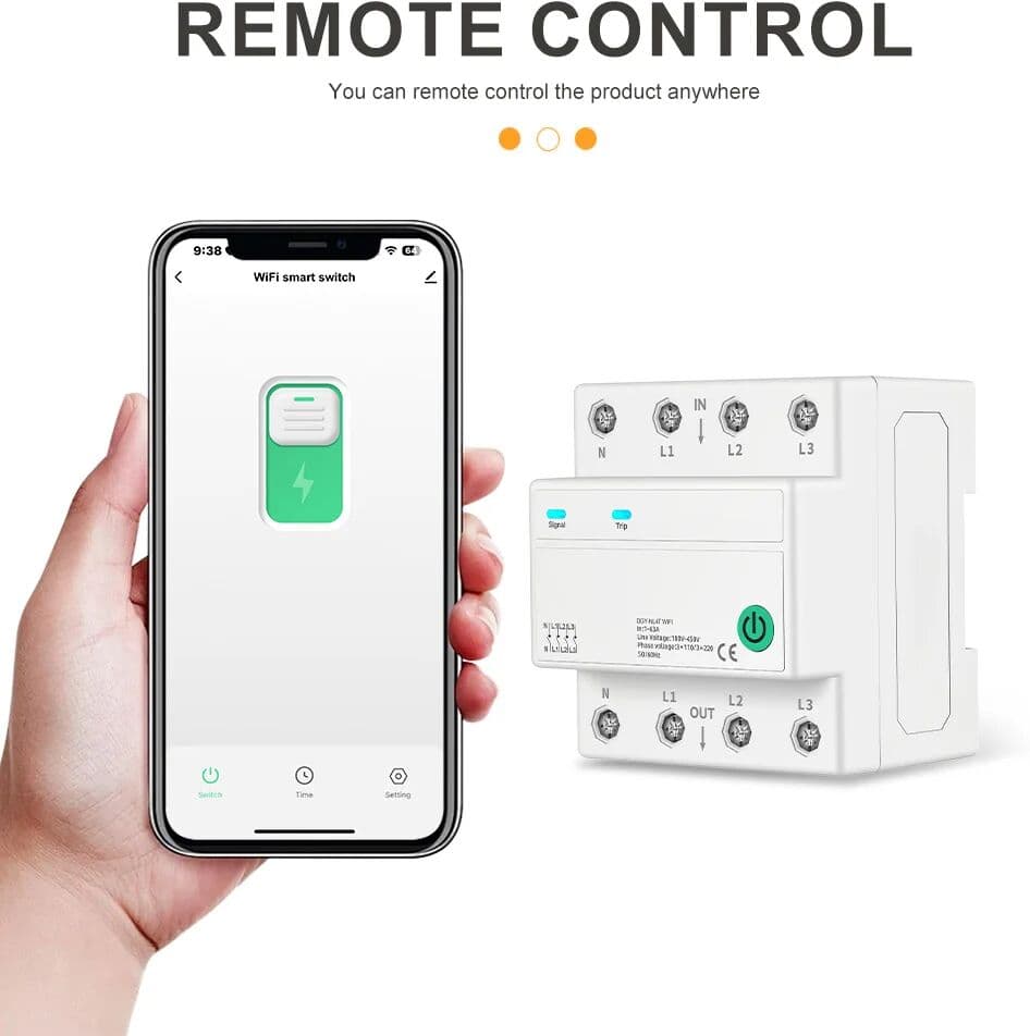 DIY GO 4P WIFI Circuit Breaker 4 Relay  AC3*110V 3*220V 1-63A CUT OFF L N Timer Countdonwn Relay Status WIFI Smart Switch 3P+N