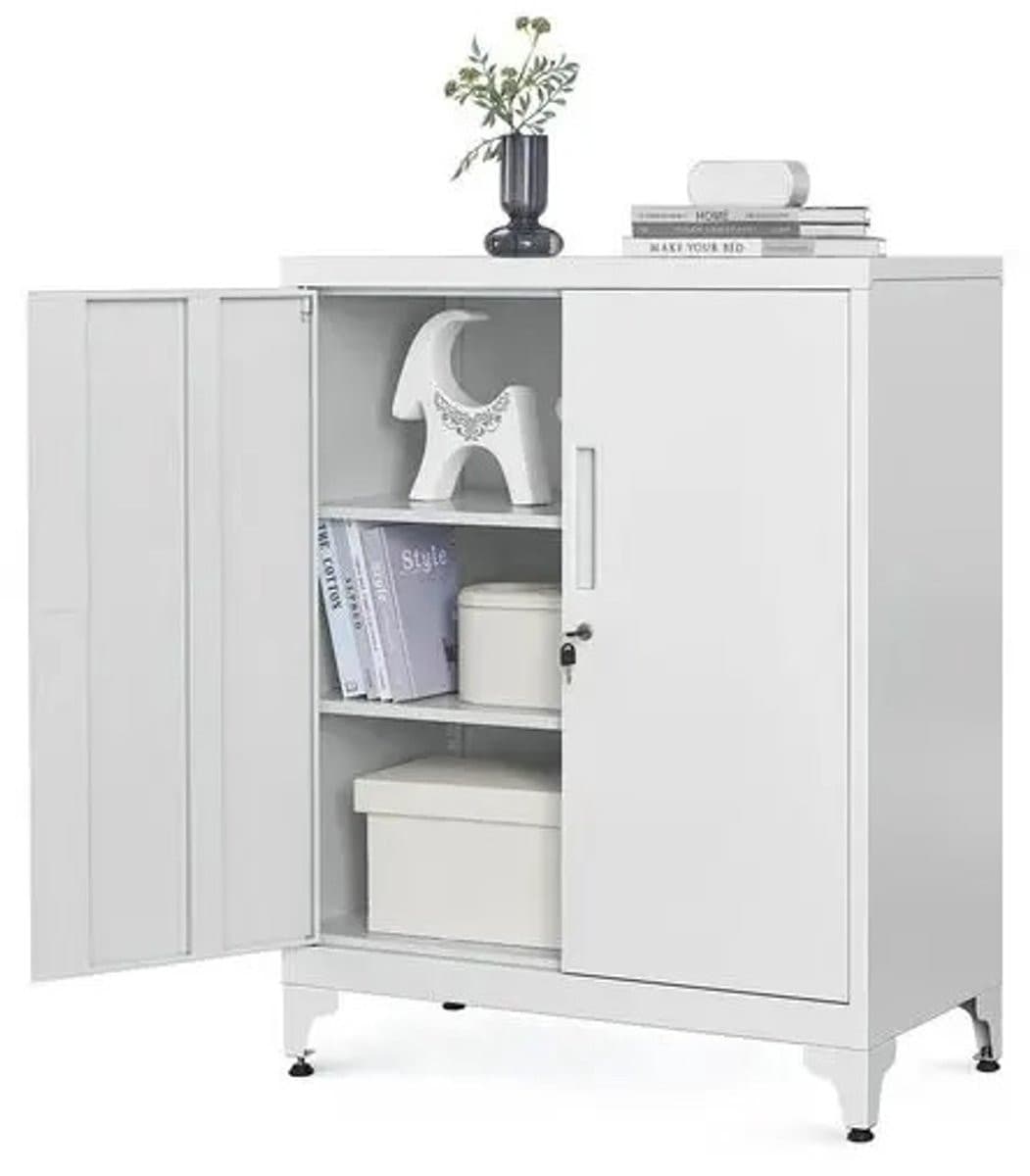 NaevaMi Archiefkast met slot en 2 deuren, Licht Grijs, B/D/H: 80 x 40 x 90 cm