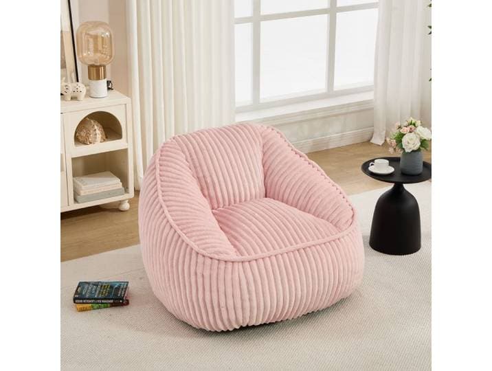 SENVIRO Fauteuil pouf bean bag rose en chenille 46 x 43 x 29 cm intérieur