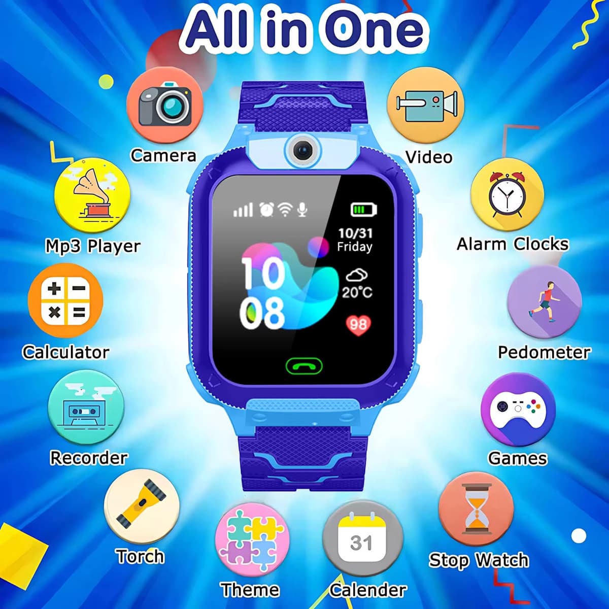 Lenovo Q12B SIM Children Smart Watch Kid Video Call SOS IP67 Waterproof Smartwatch Camera Monitor GPS Tracker Location for Girls