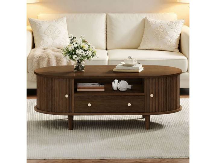 Table basse Table canapé avec porte roulante Couleur de bois de noix Noyer 100 x 50 x 36 cm Salle de séjour Table basse