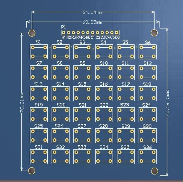 NONE 2pcs 6x6 Matrix Keyboard 36 Matrix Keys 36 Keys 6x6 Direct Insertion Keys Control Keyboard 36 Independent Keys