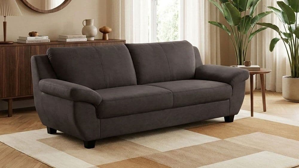 3-Sitzer OTTO HOME "Sillkeborg 207 cm, formschönes Sofa mit dunklen Füßen", braun, B:207cm H:80cm T:91cm, 100% Polyester, Sofas, aus haustierfreundlichem Pet Friendly Bezug