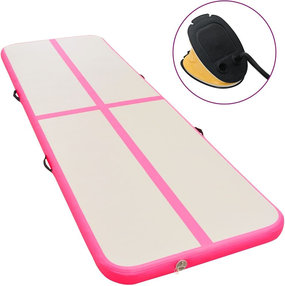 vidaXL Tapis gonflable de gymnastique avec pompe 600x100x10cm PVC Rose