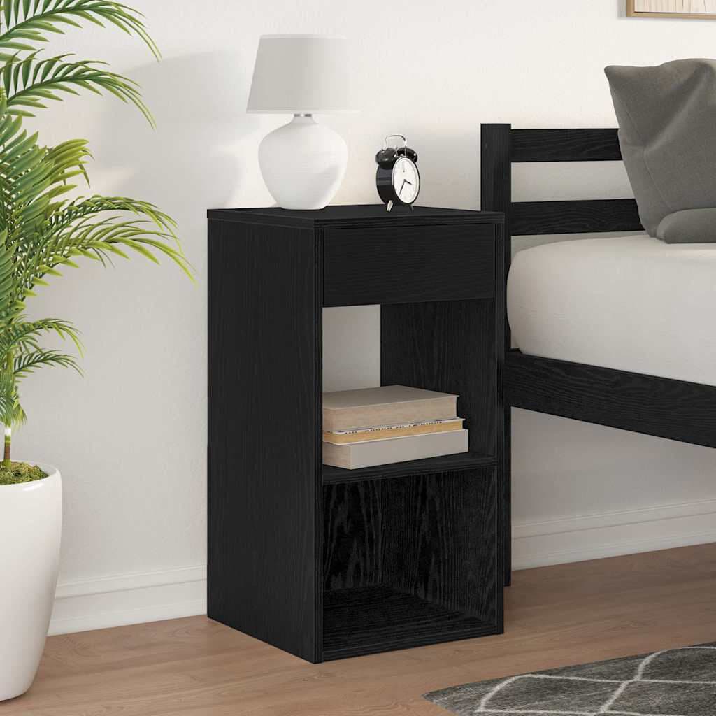 17 Stories Rontavius 35 cm W Bedside Table Black Oak 66.5cm H X 35cm W X 34cm D
