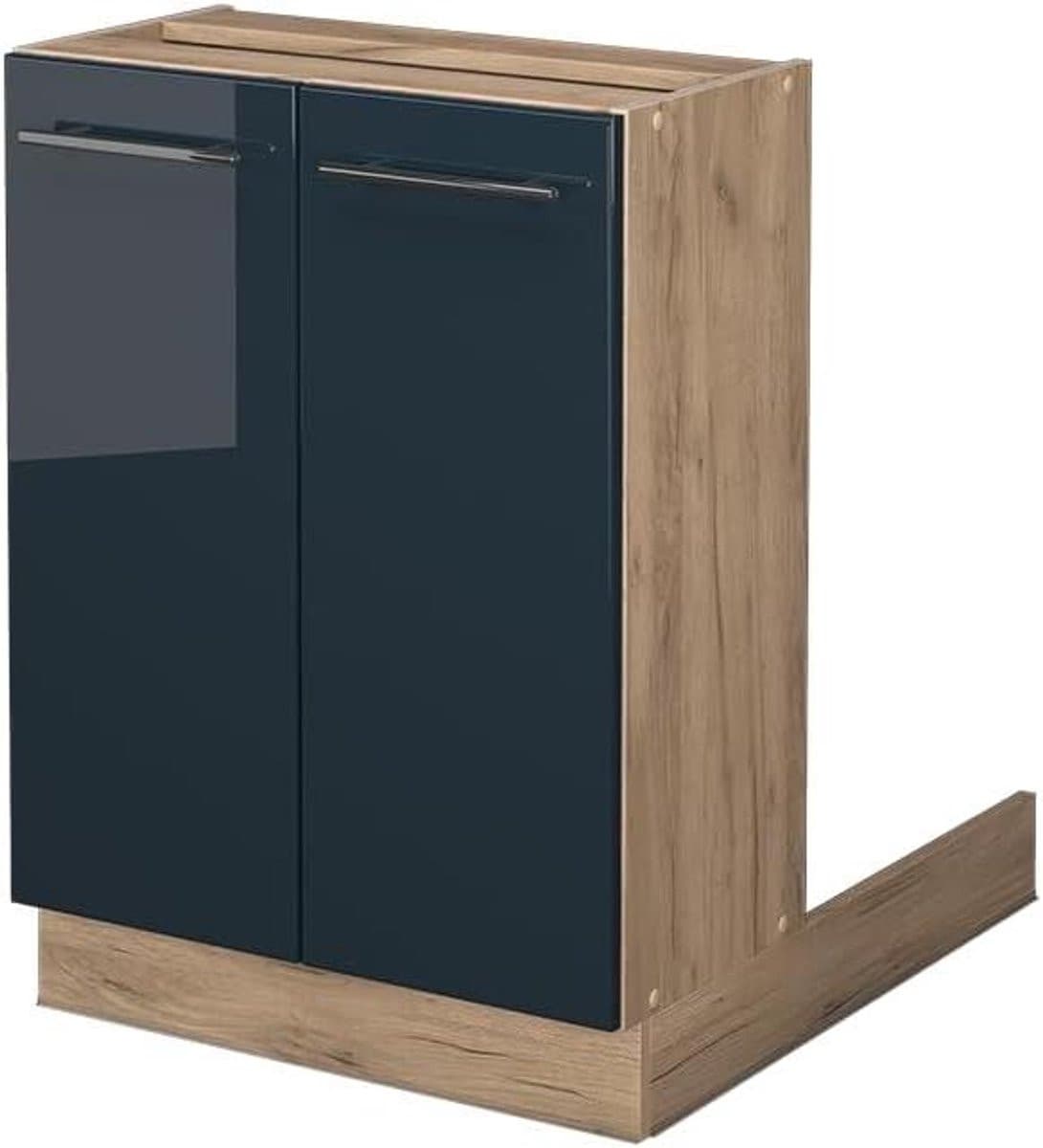 Donkerblauw Hoogglans Keukenmodule Onderkast met Soft-close Scharnieren - 60 cm