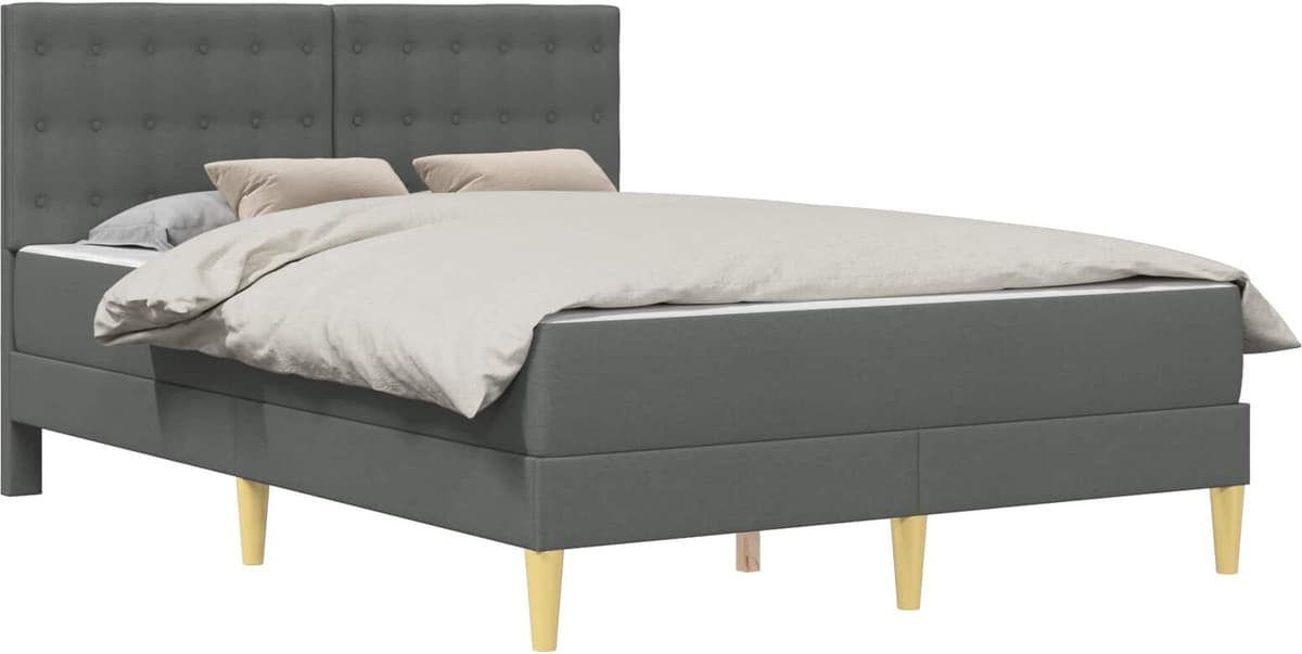 vidaXL Cadre de lit avec matelas Gris foncé 140 x 200 cm Tissu