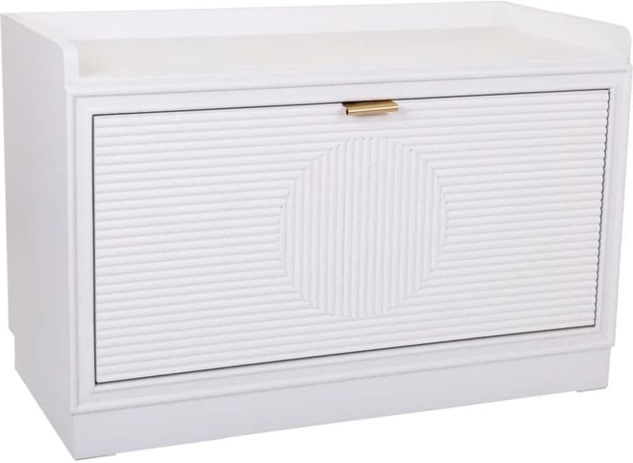 Wanderlust deco Banqueta zapatero de madera blanca 80x38x53