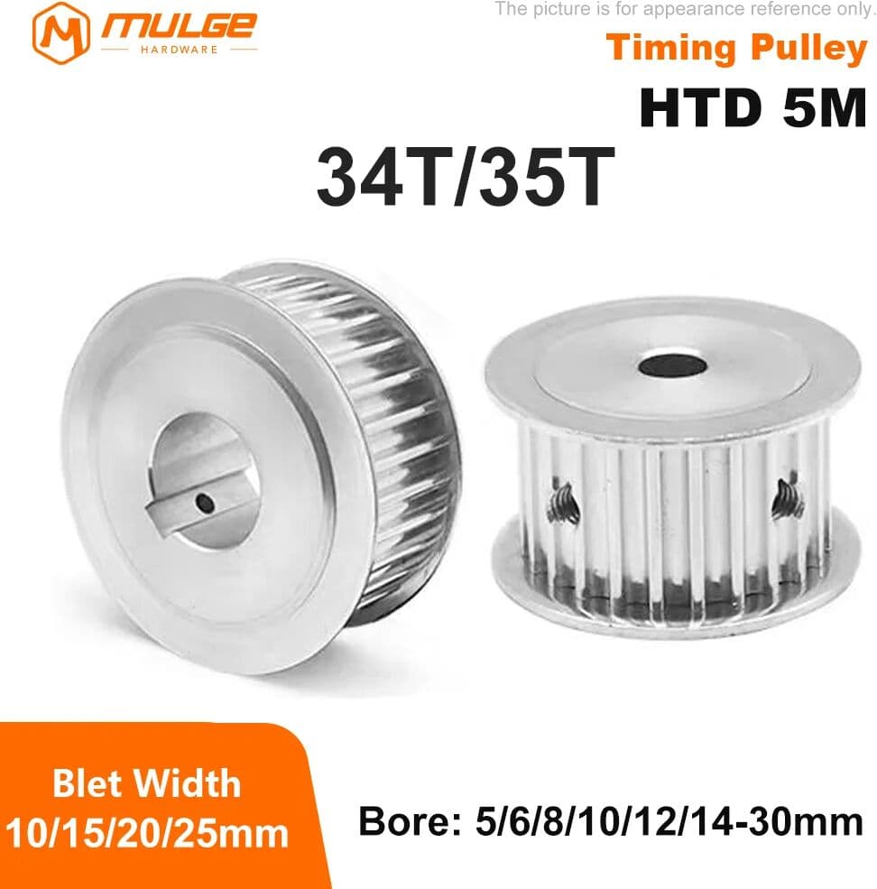 NONE 34T/35Teeth HTD 5M Timing Pulley Bore 6mm-30mm for Width 10/15/20/25mm HTD5M belt pulley 34T 35T