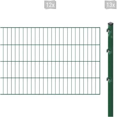 Einstabmattenzaun ARVOTEC "ESSENTIAL 80 zum Aufschrauben", grün (dunkelgrün), H:80cm, Kunststoff, Stahl, Zaunelemente, Zaunhöhe 80 cm, Zaunlänge 2 - 60 m