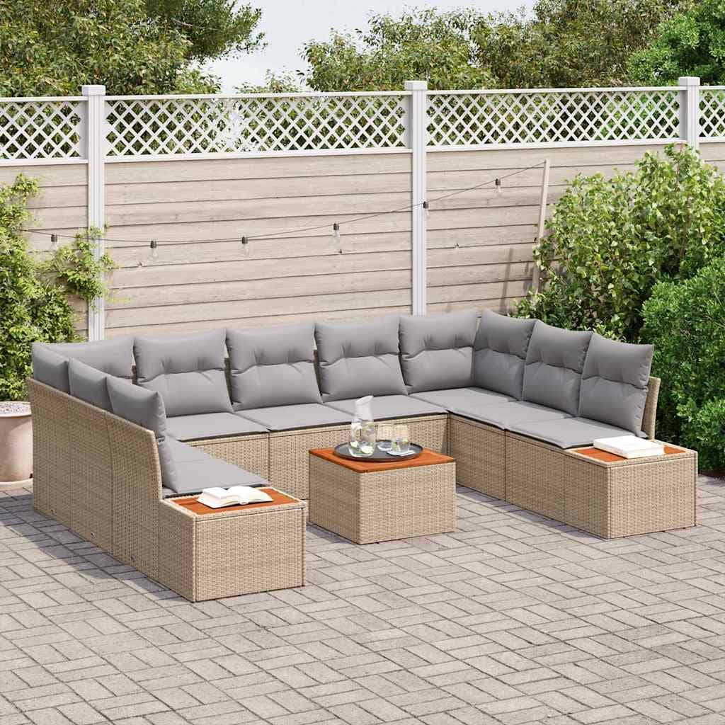 vidaXL Ensemble de canapé de jardin 5 pc 9 place Beige et Gris clair