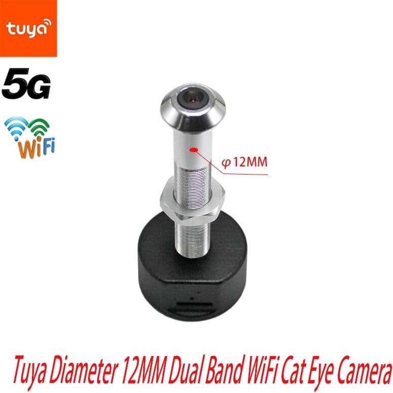 FAFK Tuya Diameter 12MM Wide Angle Fisheye Dual Frequency WiFi Cat Eye Remote Monitoring Graffiti Smart Life Home Camera