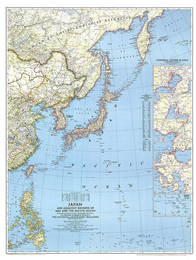 National Geographic Historic POD 1944 Japon et régions adjacentes d'Asie et de l'océan Pacifique (carte)
