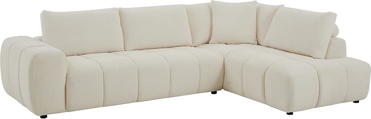 Vente-unique Canapé d'angle droit avec dossier en tissu chenille beige CLENALI