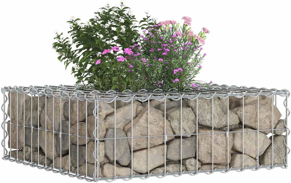 vidaXL Lit surélevé gabion 60 x 60 x 20 cm Acier galvanisé Argenté