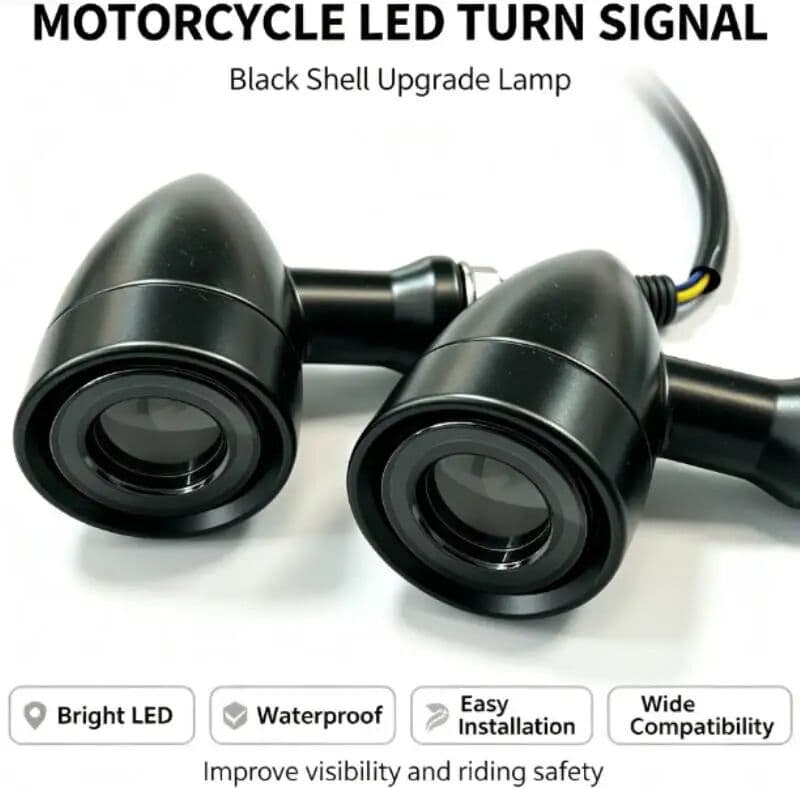 NONE for Cafe Racer Bobber Chopper Honda Yamaha 12V 3 In 1 E24 LED Mini Turn Signal Light Bullet Motorcycle Brake Lamp Indicator DRL
