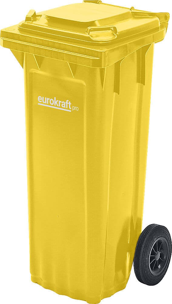 Mülltonne aus Kunststoff DIN EN 840, Volumen 80 l, BxHxT 448 x 932 x 514 mm, gelb, ab 5 Stk eurokraft pro