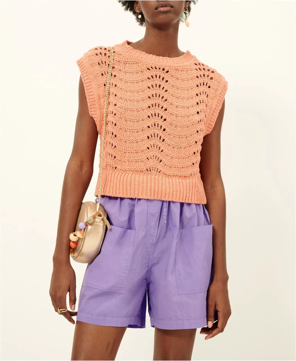 Sessùn Pull Sans Manches Haki Coton Recyclé Rose pêche S