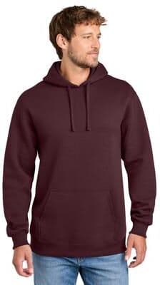 Port & Company PC107H Foundation Fleece Pullover Hooded Sweatshirt in Maroon size XL   Cotton Polyester
