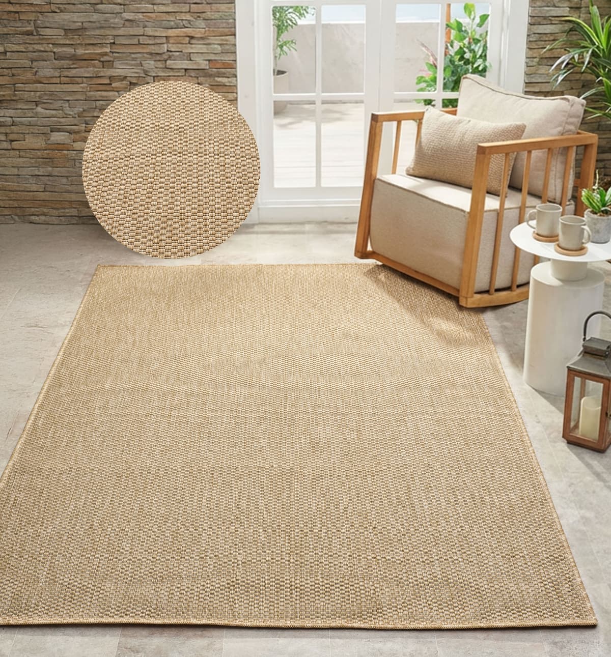 Teppich BRUNO BANANI "Venezia, auch als Läufer", beige (sand), B:240cm H:4mm L:340cm, Kunstfaser, Teppiche, Teppich, In- und Outdoor geeignet, Sisal-Optik, Wetterfest & UV-beständig sand B : 240cm 1 Stk., 4mm, L: 340cm