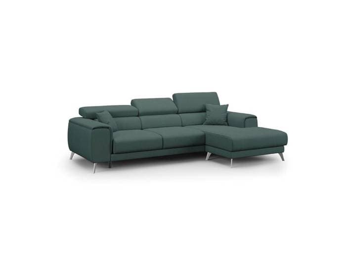 Fusion Canapé d'angle avec assises amovibles en tissu doux antitache T05 260 cm Droit vert