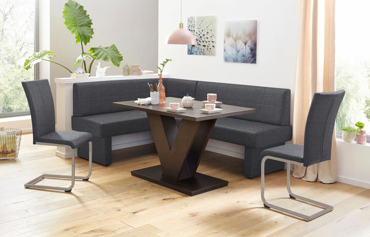 Freischwinger HOME AFFAIRE "Nils", grau (dunkelgrau (fantasy 8201)), B:42,5cm H:100cm T:60cm, Holzwerkstoff, Metall, Polyester, Stühle, Freischwinger, Stuhl belastbar bis 120 Kg, Gestell Metall im Chrom-Look oder Schwarz dunkelgrau (fantasy 8201) B/H/T: 4