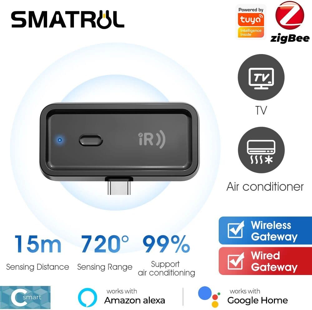 NONE Zigbee Universal IR Remote Control For TV Air Conditioner Smart Life Tuya APP Infrared Controller Work With Alexa Google Home
