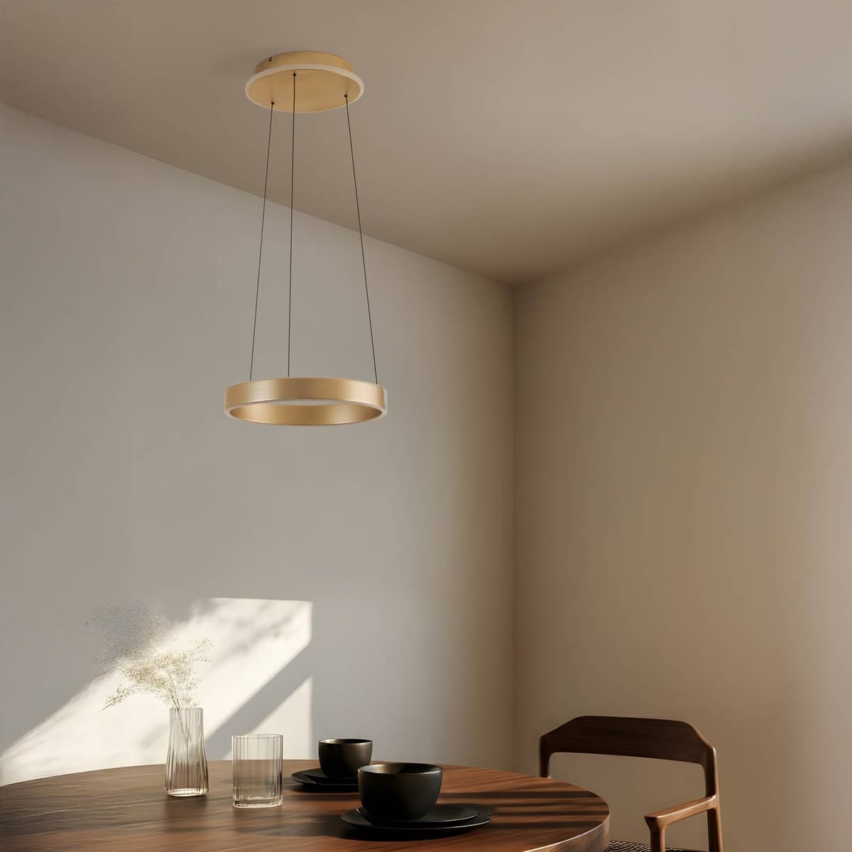 Pendant Light Tindra Lucande, dimmable, Brass / gold, Living / Dining Room, metal, Modern, Ceiling Light