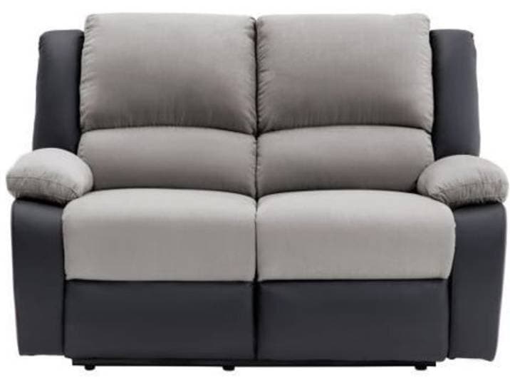 Canapé de Relaxation électrique 2 places Microfibre et Simili LEO - Gris et Noir - L143 x 93 x 96cm - LOUNGITUDE