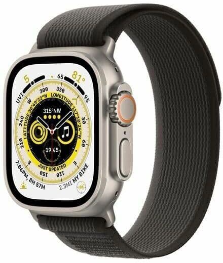 Apple Watch Ultra (2022)   49 mm   GPS + Cellular   srebrny   Trail Loop M/L czarny/szary - Refurbished
