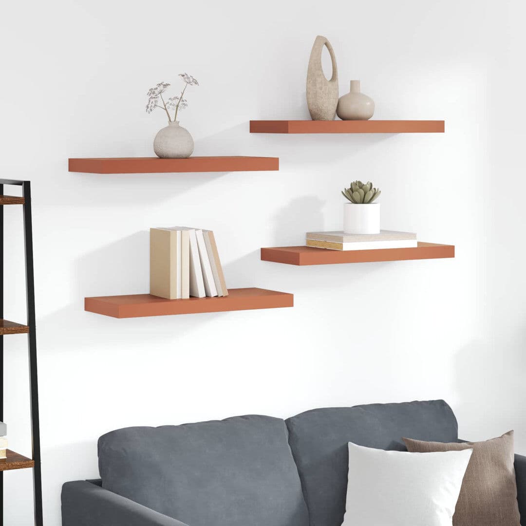 17 Stories Floating Shelf Red 4cm H x 60cm W x 23cm D