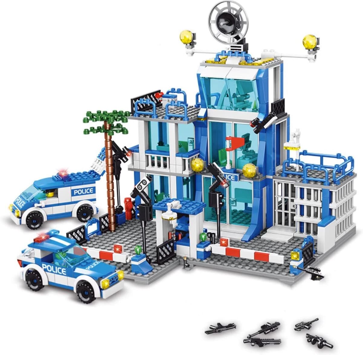 GSF 60141 Police Station Military Building Blocks City Model Set Prison Car Policeman Boat Figures DIY Brick Toy for Kids Boys Gift