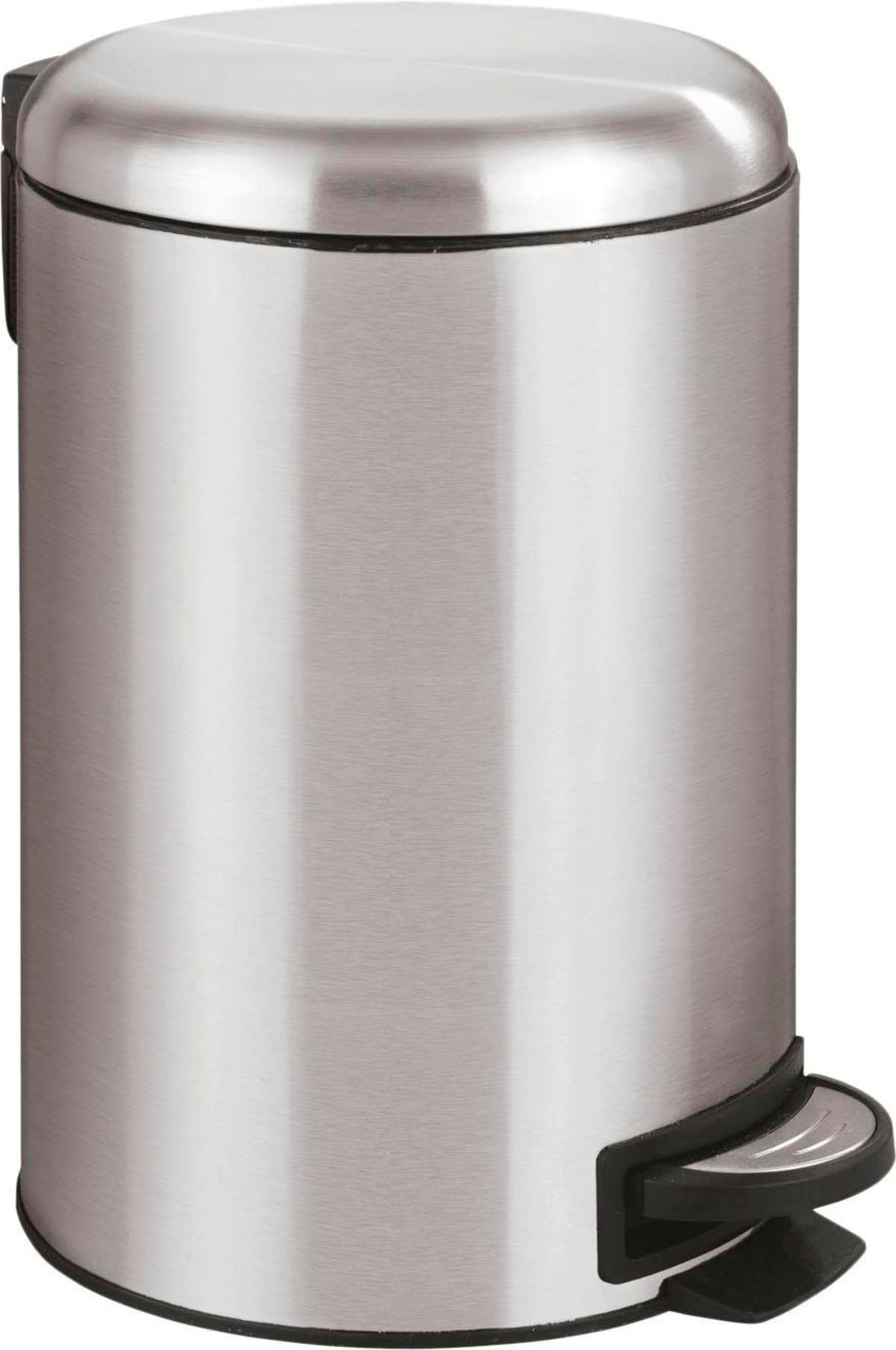 Mülleimer WENKO "Leman", silber (silberfarben), B:25cm H:38cm T:32cm, Edelstahl, Mülleimer, Mülleimer, 12 Liter Fassungsvermögen