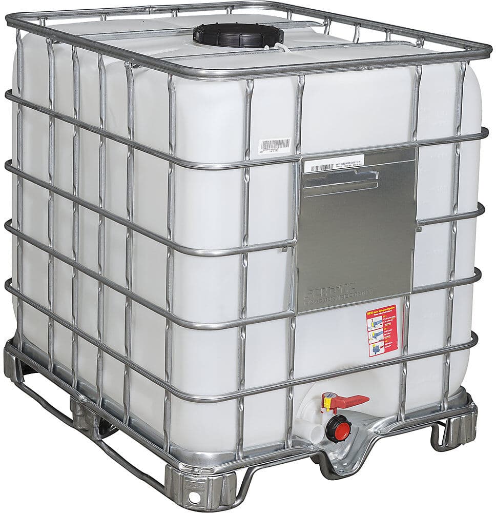 kaiserkraft IBC-Container RECOBULK, Volumen 1000 l, auf Stahlkufen-Palette, NW Öffnung 225 mm / NW Auslauf 50 mm