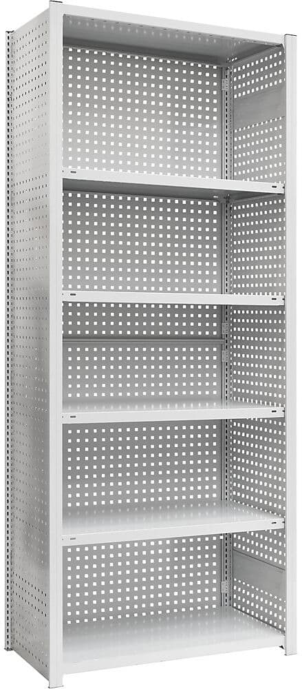 Seitenwand-Lochblech QG 10-38, lichtgrau, HxB 2000 x 400 mm eurokraft pro