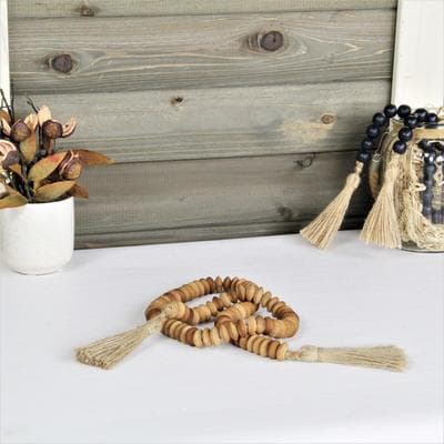 Cheungs Akaida Brown Wooden Abacus Styled Bead Tassel Decor