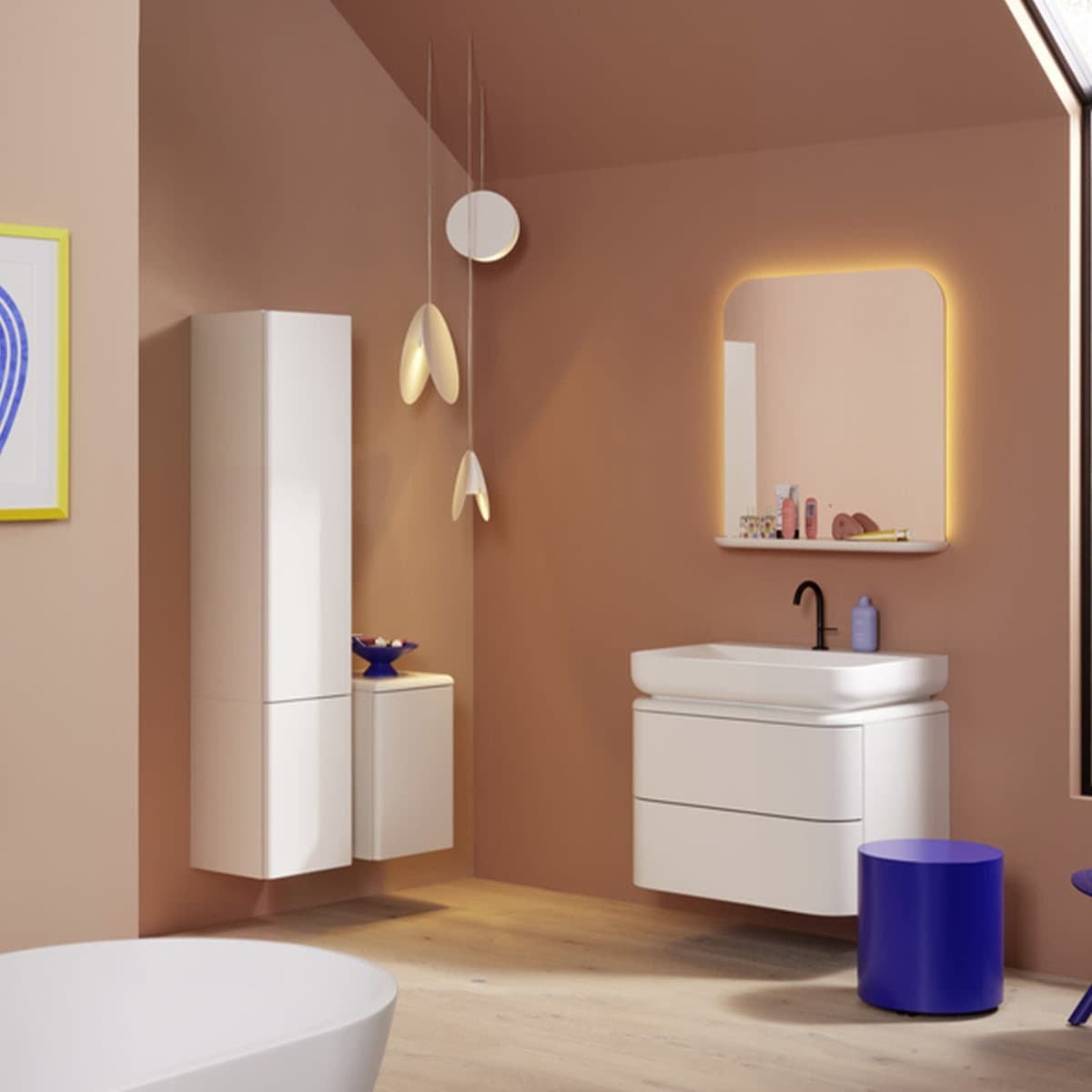 burgbad b:me Max Spiegel mit umlaufender LED-Beleuchtung, 120 cm, Spiegel, SGTV120F5982,