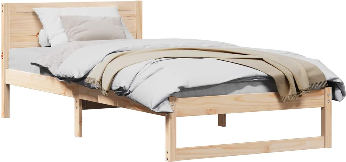 vidaXL Cadre de lit avec tête de lit Naturel 90 x 190 cm Pin massif