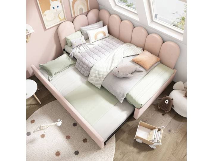 Lit rembourré lit banquette 90x200cm Lit canapé-lit banchette avec lit gigogne 90x190cm Rose Lit enfant avec sommier à lattes