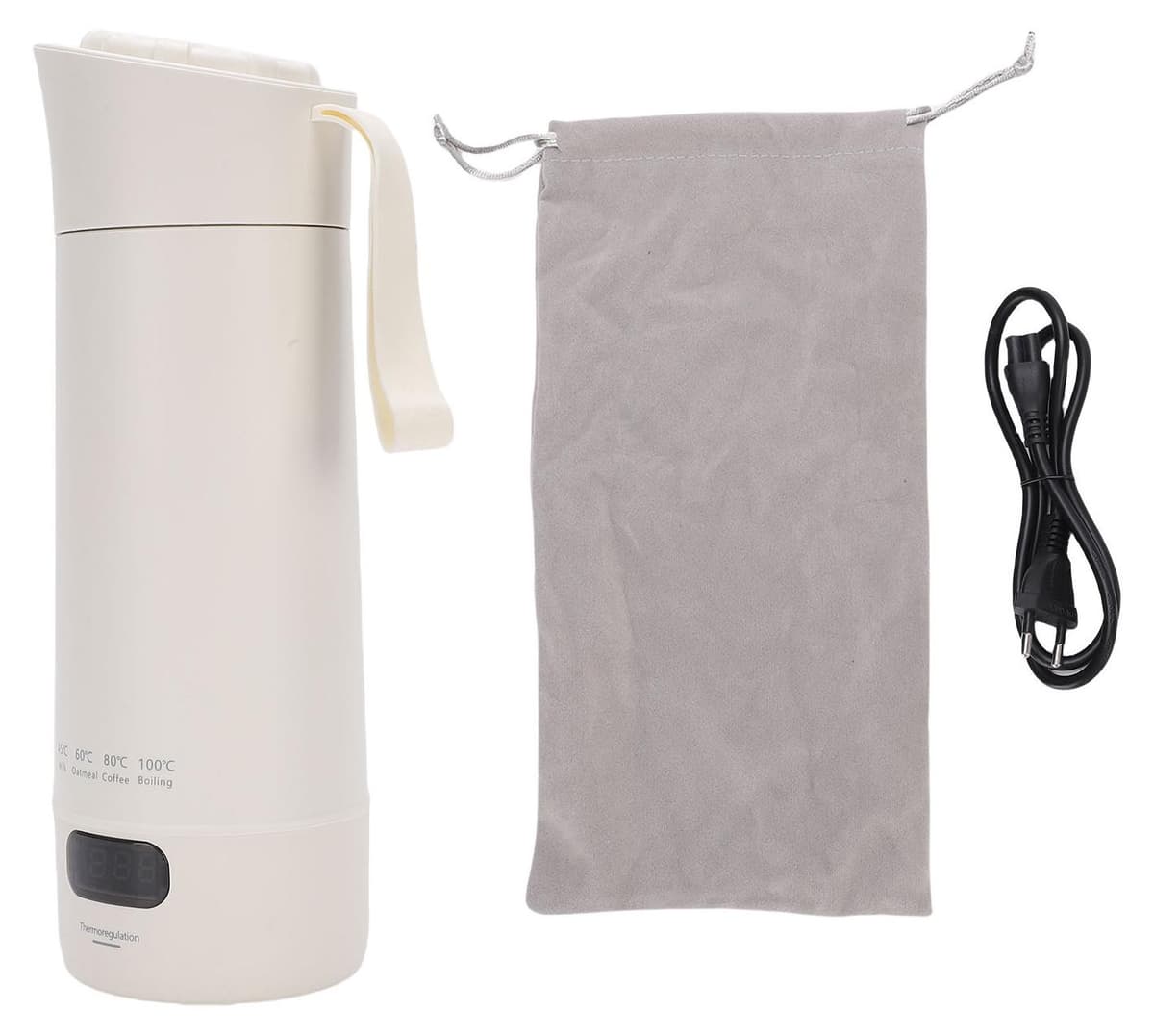Gistuch Reiswaterkoker, 400 ml, 300 W, Roestvrij staal, Draagbare kleine waterkoker met display voor buitengebruik