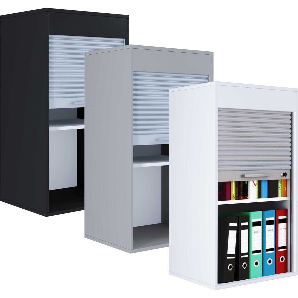 Büroschrank | Aktenschrank mit Rollladen| Maße ca. H. 93 x B. 50 x T. 40 cm - Aktos L