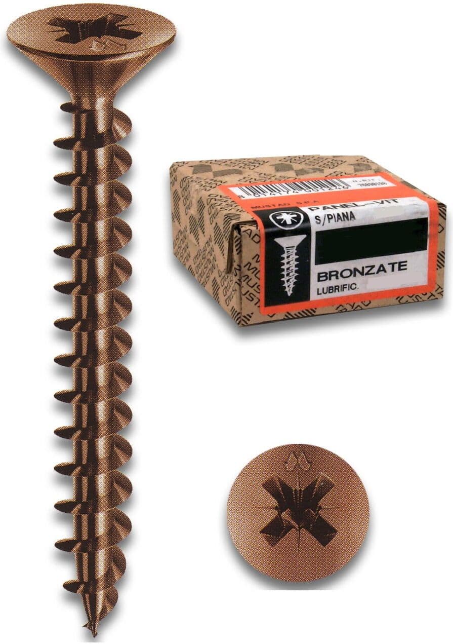 Viti legno Mustad PVACZP600500BZC PANEL VIT Bronzato