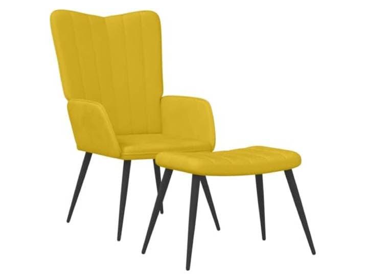 GHVBNMF Relaxsessel mit Hocker Samt Senfgelb Fernsehsessel Modern Gemütlicher Polstersessel mit Fußhocker für Wohnzimmer und Schlafzimmer, weicher Samtbezug mit stabilen Stahlbeinen.